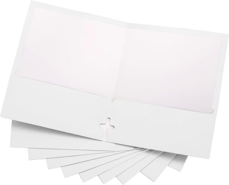 ACTIVITYYA 10 Pack Two Pocket Folders, White, Strong Thick Paper Folders, for Letter Size, by - Image 1